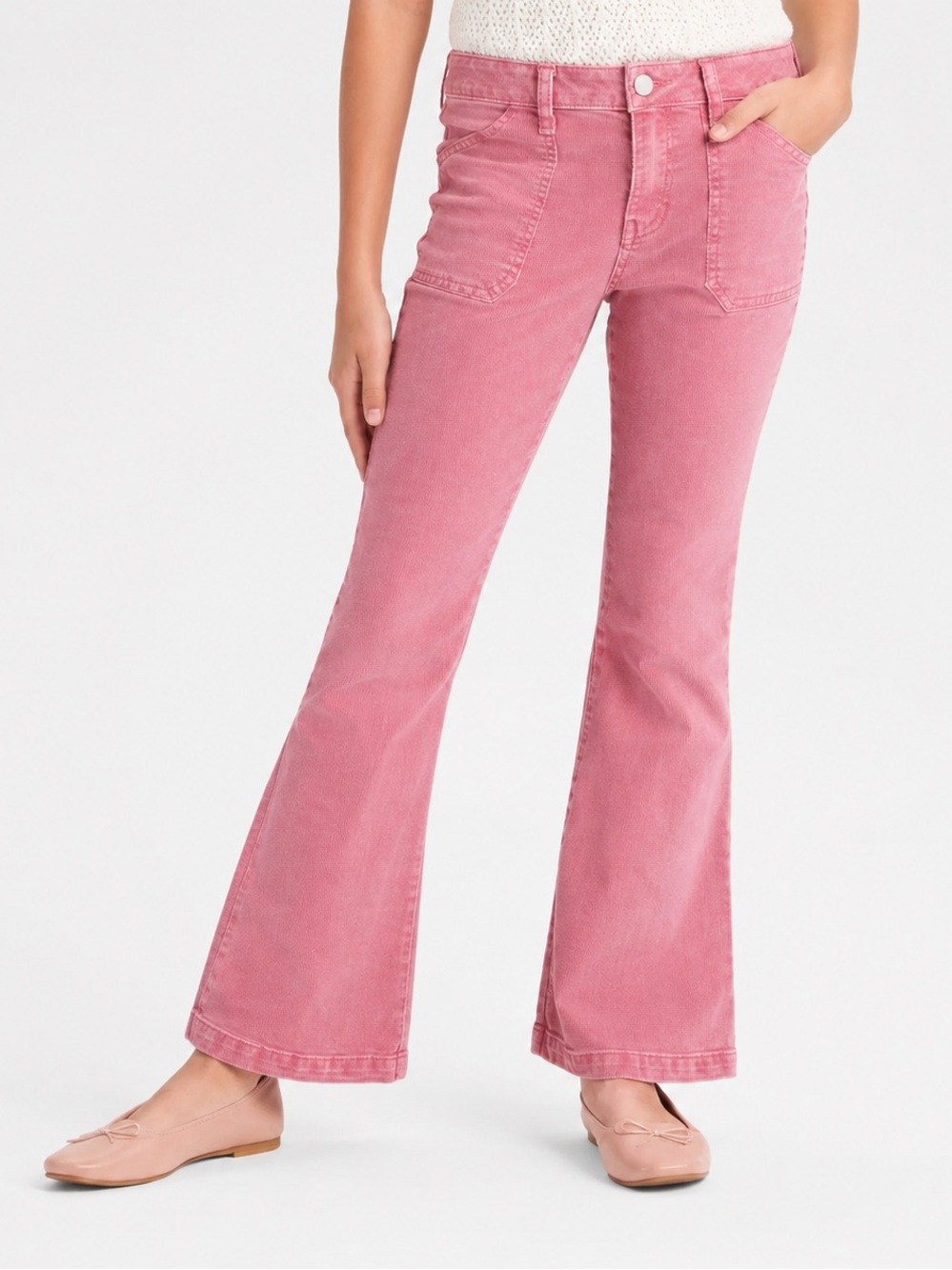 Cat & Jack Girls' Flare Jeans High Rise Adjustable Waist Pink Size 12